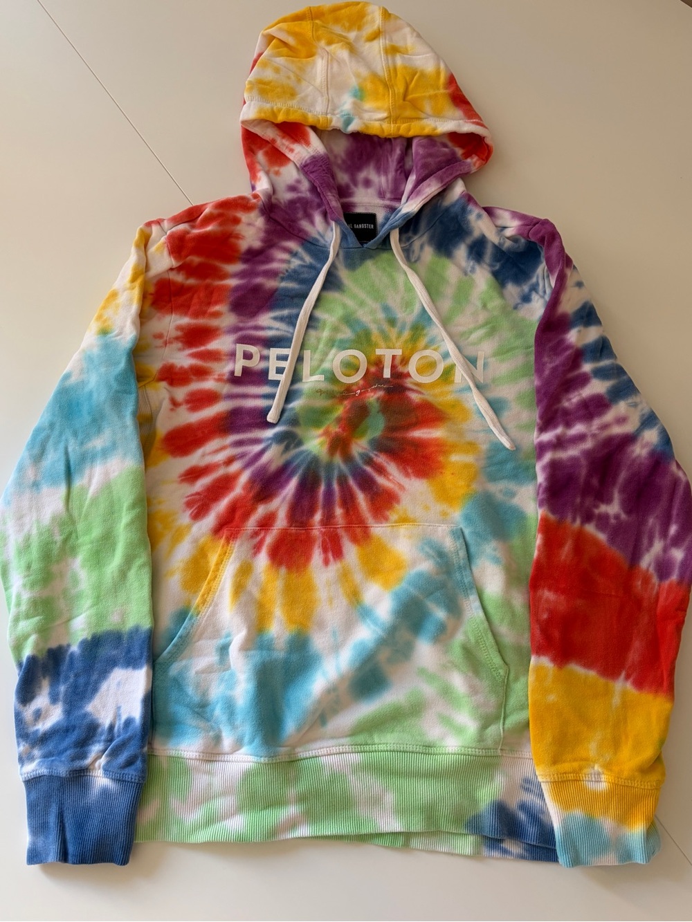 Peloton Spiritual Gangster Rainbow Tie-Dye Hoodie Sweatshirt - Size Medium